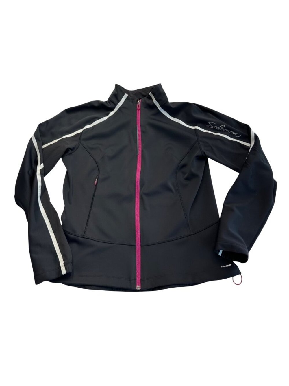 Salomon Climawind Womens Softshell Full Zip Jacket Size Large Gray Running Read